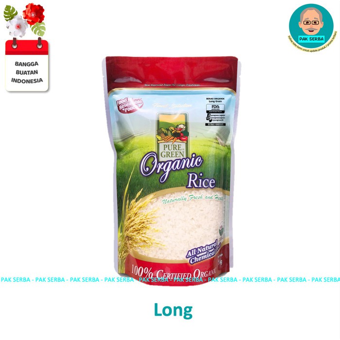 Beras Organik Pure Green White Long Grain (1kg)