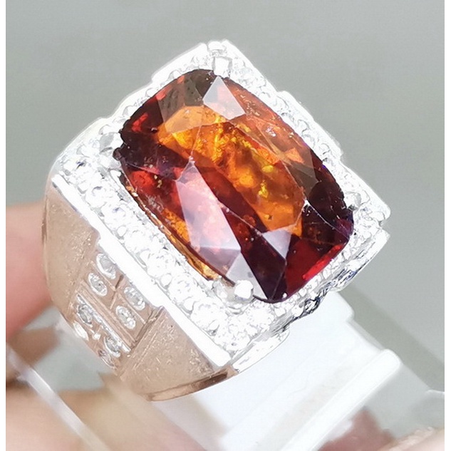 BATU CINCIN PERMATA ASLI SRILANGKA GARNET RING PERAK