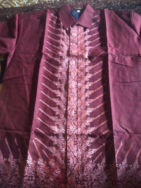 Batik Solo Bangsawan Merah Kemeja Pria Katun Halus Sragenan Full Furing