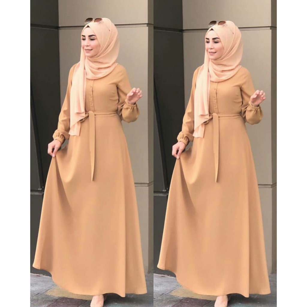 Promo  Set Syari Polos Maxmara Lux Anayah Real Pic Haji Umroh Gamis Syari Hijab Syari Bahan Lembut