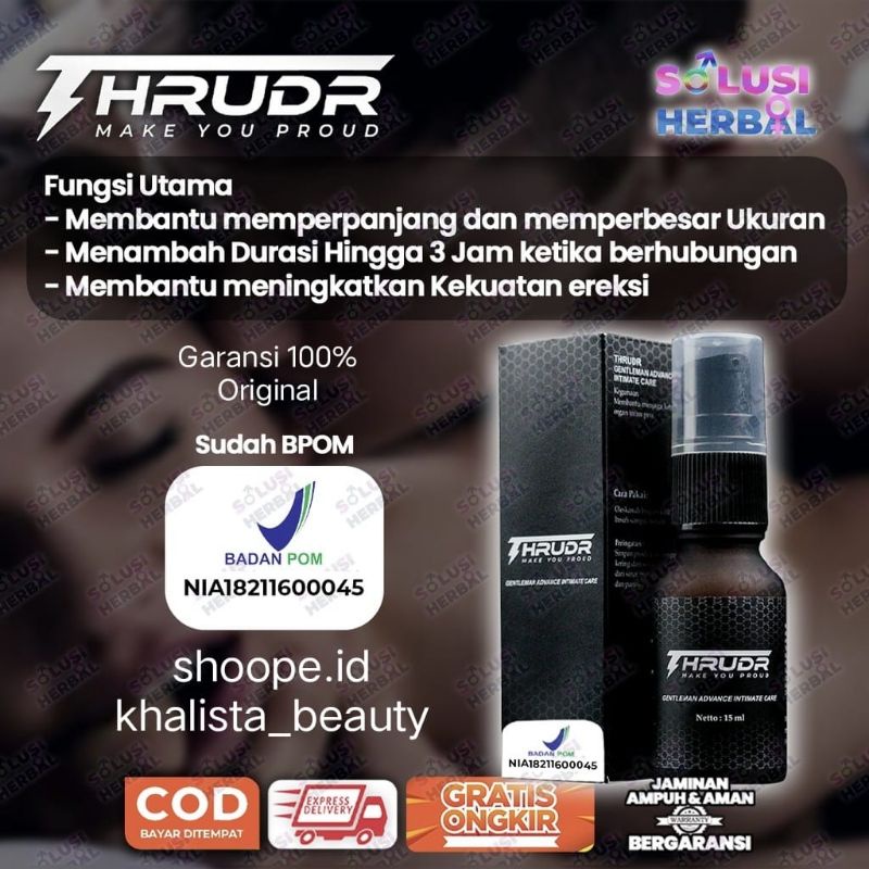 Promo Thrudr Obat Kuat Pria Oles Semprot Luar Besar Panjang Depkes BPOM Asli Original Bukan Bentrap 