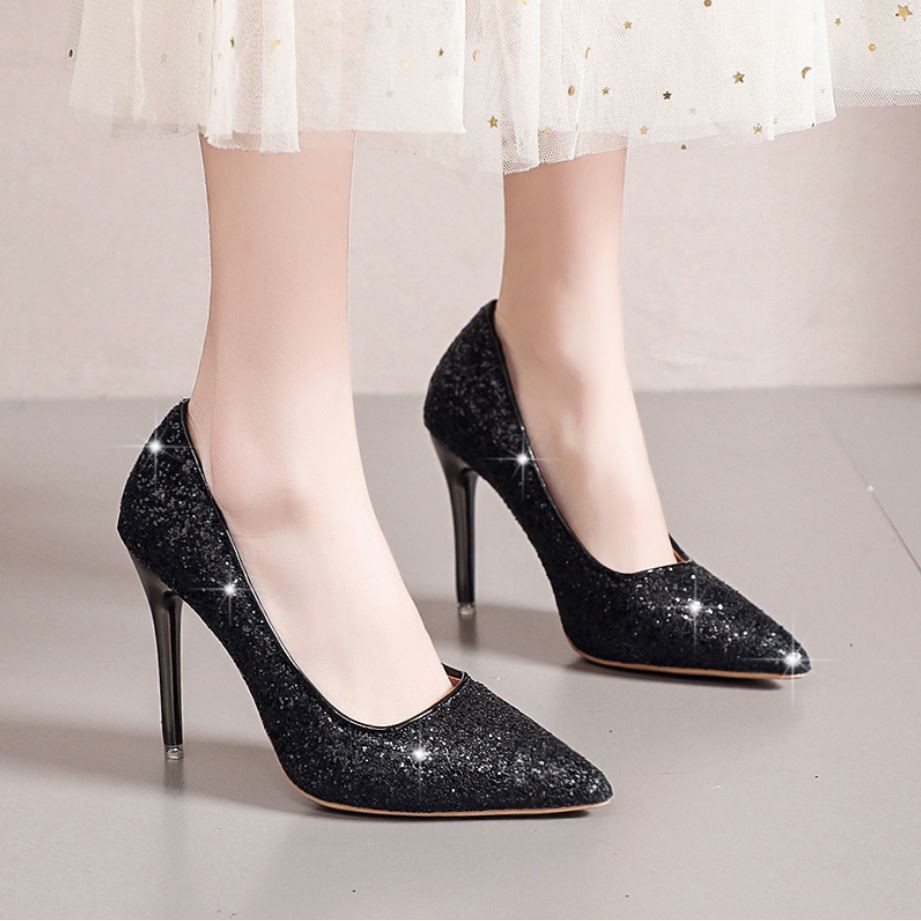 RYS - Sparkling Glitter Sepatu Hak Runcing Fashion Casual/Pesta - Ori Import