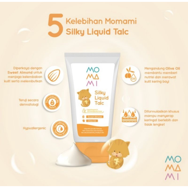 Momami Silky Liquid Talc 125 ml/Bedak Cair Bayi Momami