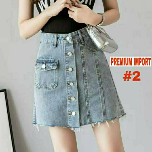 ⚡️CLEARANCE SALE ❤ PREMIUM IMPORT ❤ REAL PIC! JEANS RIPPED BUTTON POCKET MINI  SKIRT