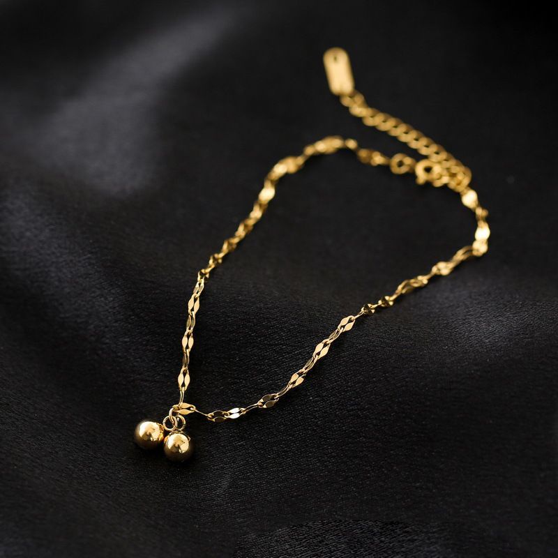 COD! gelang kaki rantai simple double lonceng gold anti karat import