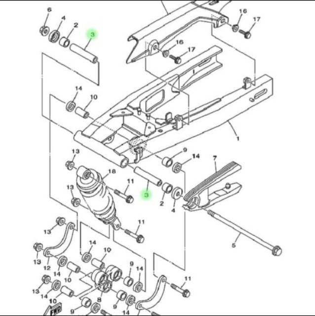 BOSH ARM  FORK VIXION OLD NVA NVL ASLI ORI YAMAHA 3C1 F2184 00