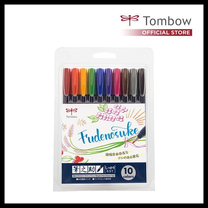 

Tombow Fudenosuke Hard Tip (New Colors) 1 Set Isi 10 Pcs