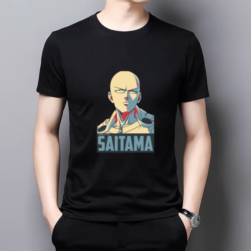 Kaos Tshirt  Pria Saitama One Punch Man Baju Distro Basic Lengan Pendek Cowok Kasual Lilipop