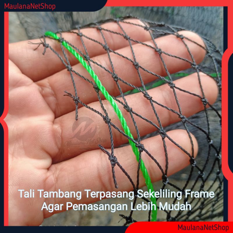 Jaring pe lubang 1cm hitam impor thailand lubang kecil untuk pagar ayam/kolam ikan/TALI DI JUM