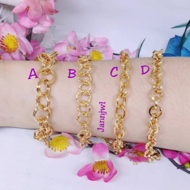 Gelang tangan rantai lapis mas uk 18cm GRX-28