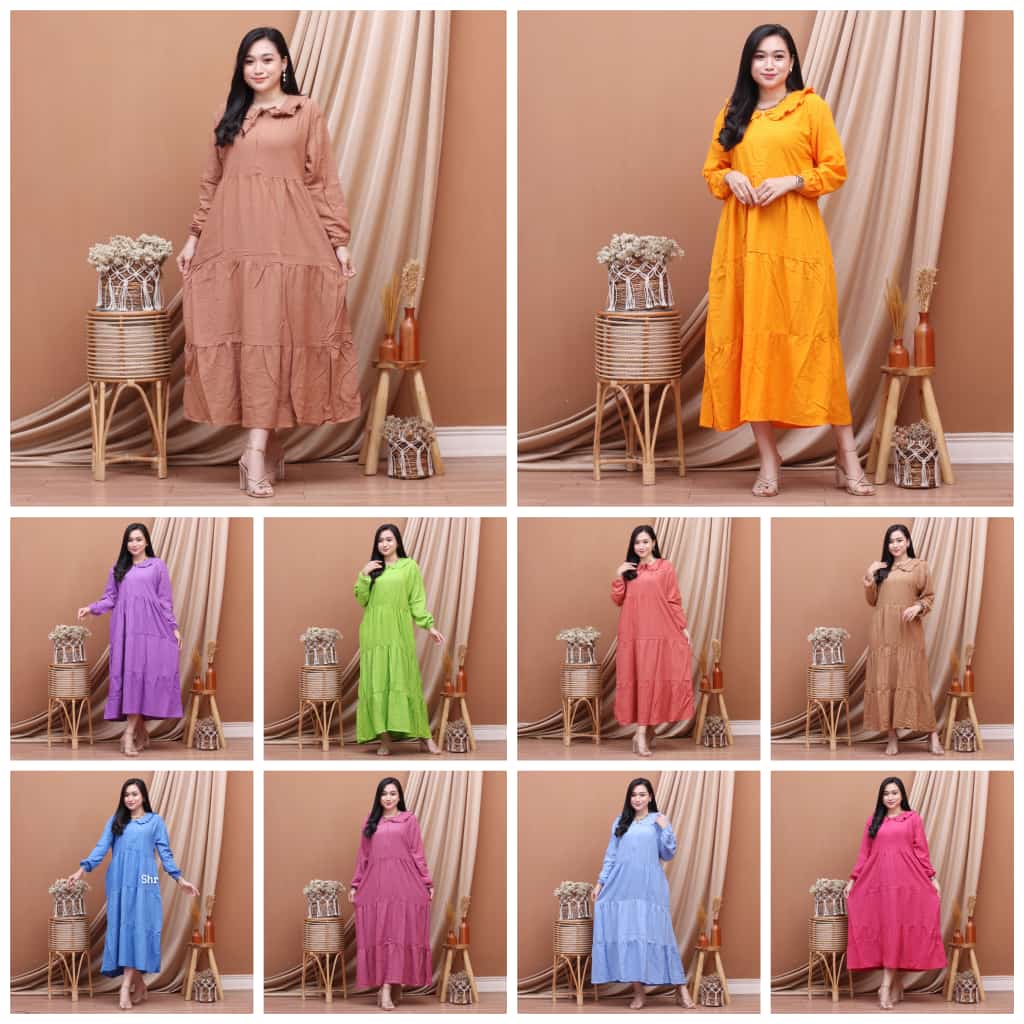 TERBARU!!!! MIDI DRES POLOS RAYON PREMIUM Long Dress Dres Gamis Terusan Rempel. HIjabers Rayon polos Perempuan cewe cewek wanita