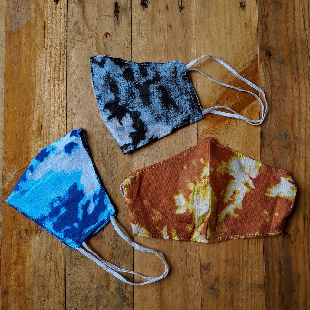 Masker Tie Dye Rayon Handmade Tie Dye ear loop Head Loop Mask Termurah Grosir Nyaman 2 Lapis 2 Layer