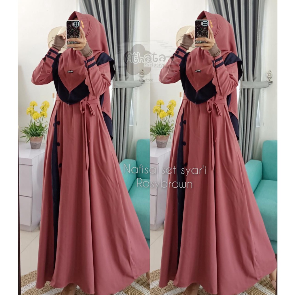 [Open Reseller] Gamis Set Hijab Ori Athata By Dzee/ Gamis Realpict Nafisa Set Syar'i