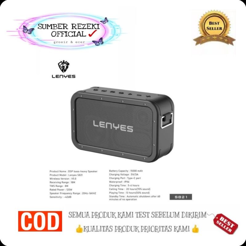 SR - Speaker Bluetooth Lenyes S821 DSP Heavy Bass Subwoofer 120w Lenyes S-821 Original
