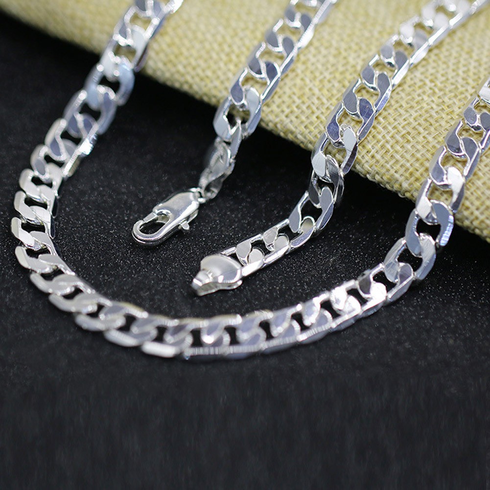 Width 6 Mm 925 Silver Silver Necklace For Men 925 Sterling Silver Chain Necklace