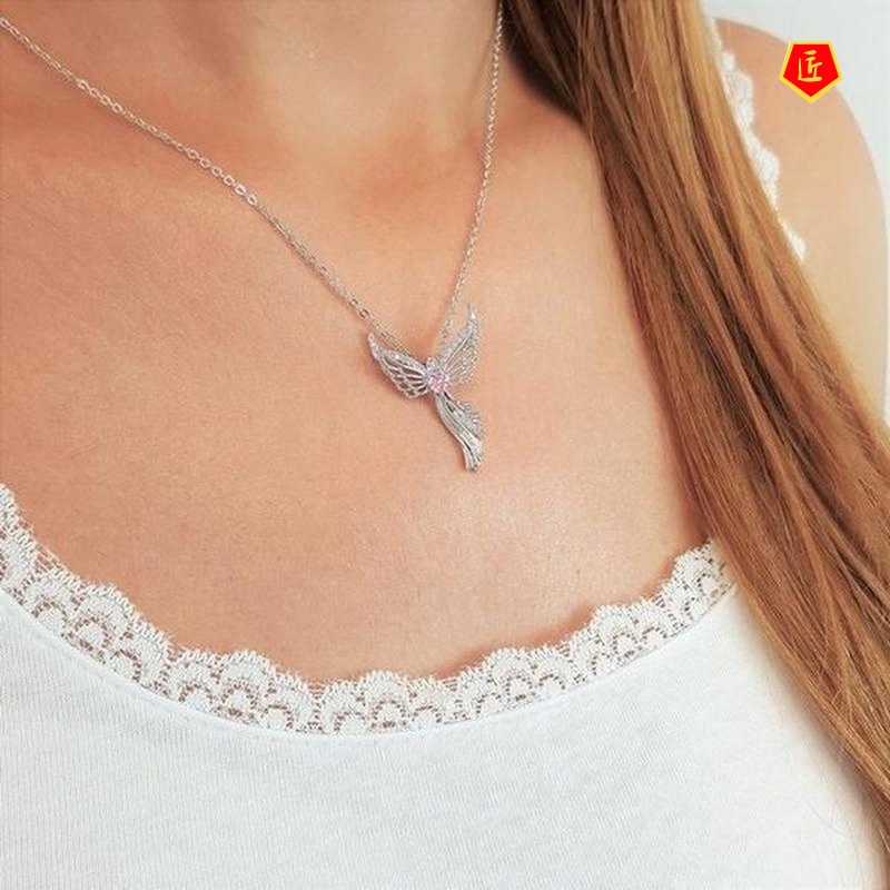 [Ready Stock]Virgin Mary of Christ Pendant European and American Angel Wings Zircon Micro-Inlaid Necklace