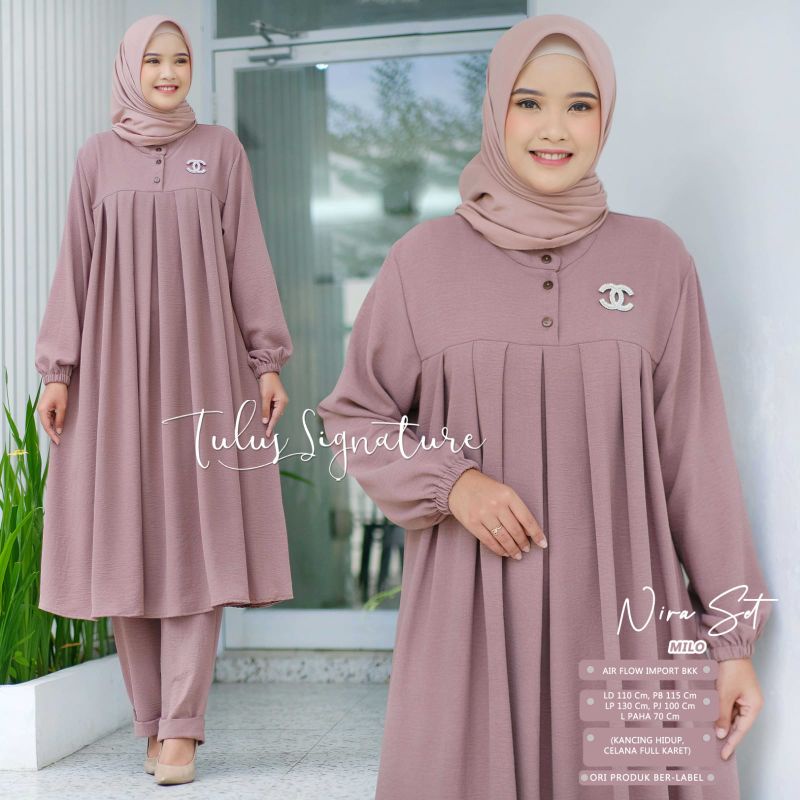 NIRA SET BY TULUS SIGNATURE / ONE SET WANITA MUSLIMAH / Setelan celana ld110