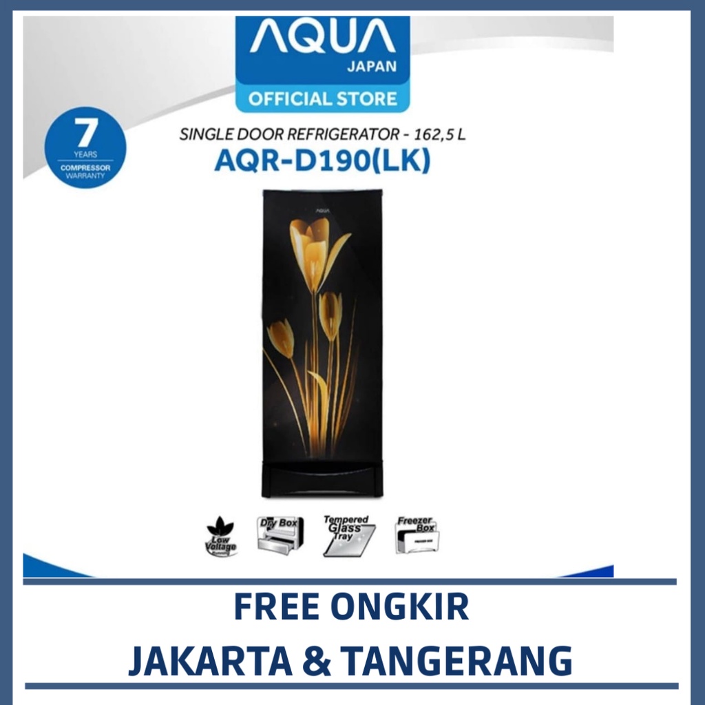 AQUA AQR-D190(LK) KULKAS AQUA 1 PINTU 162.5 LITER - LILY BLACK