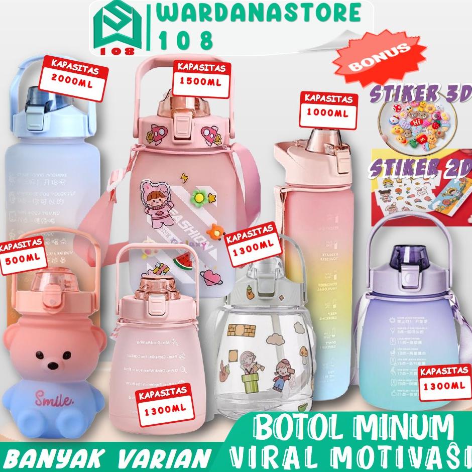 BOTOL MINUM ANAK GEMOY BONEKA KOTAK VIRAL KOTAK SUDAH + STIKER / BOTOL GEMOY BENING GRADIASI PASTEL 