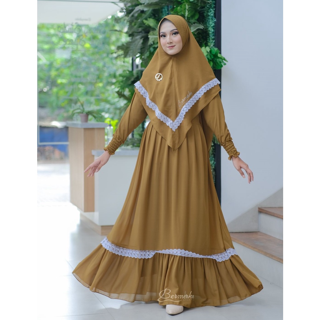 Gamis Bermerks Syar'i Original Renda Putih