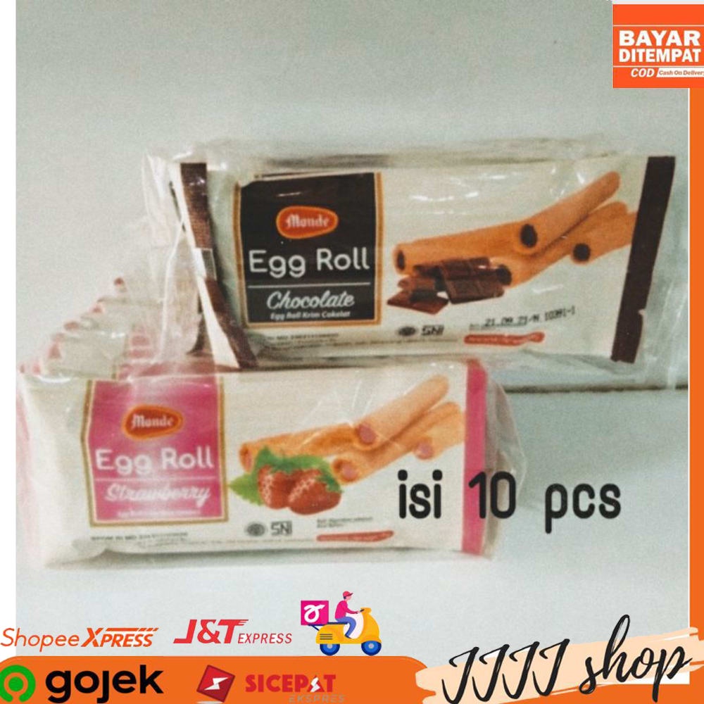 

biskuit Monde Egg Roll snack Strawberry 350gr isi 10 plastik