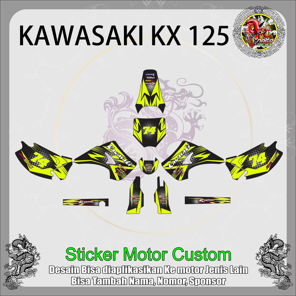 DECAL STICKER FULL BODY KAWASAKI KX 125 RACEGREEN