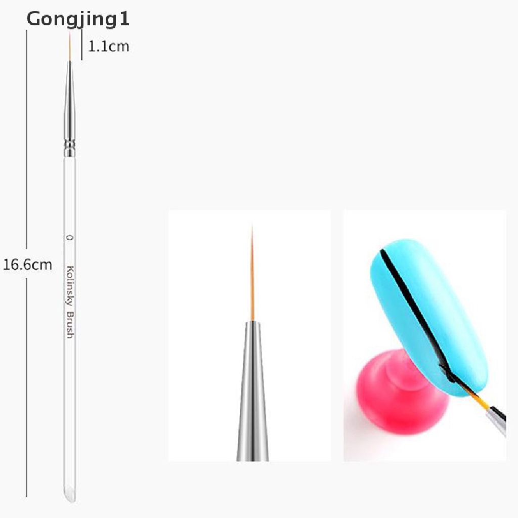 Gongjing1 3pcs / set brush pen Transparan Ukuran 7 / 9 / 11mm Untuk Nail art