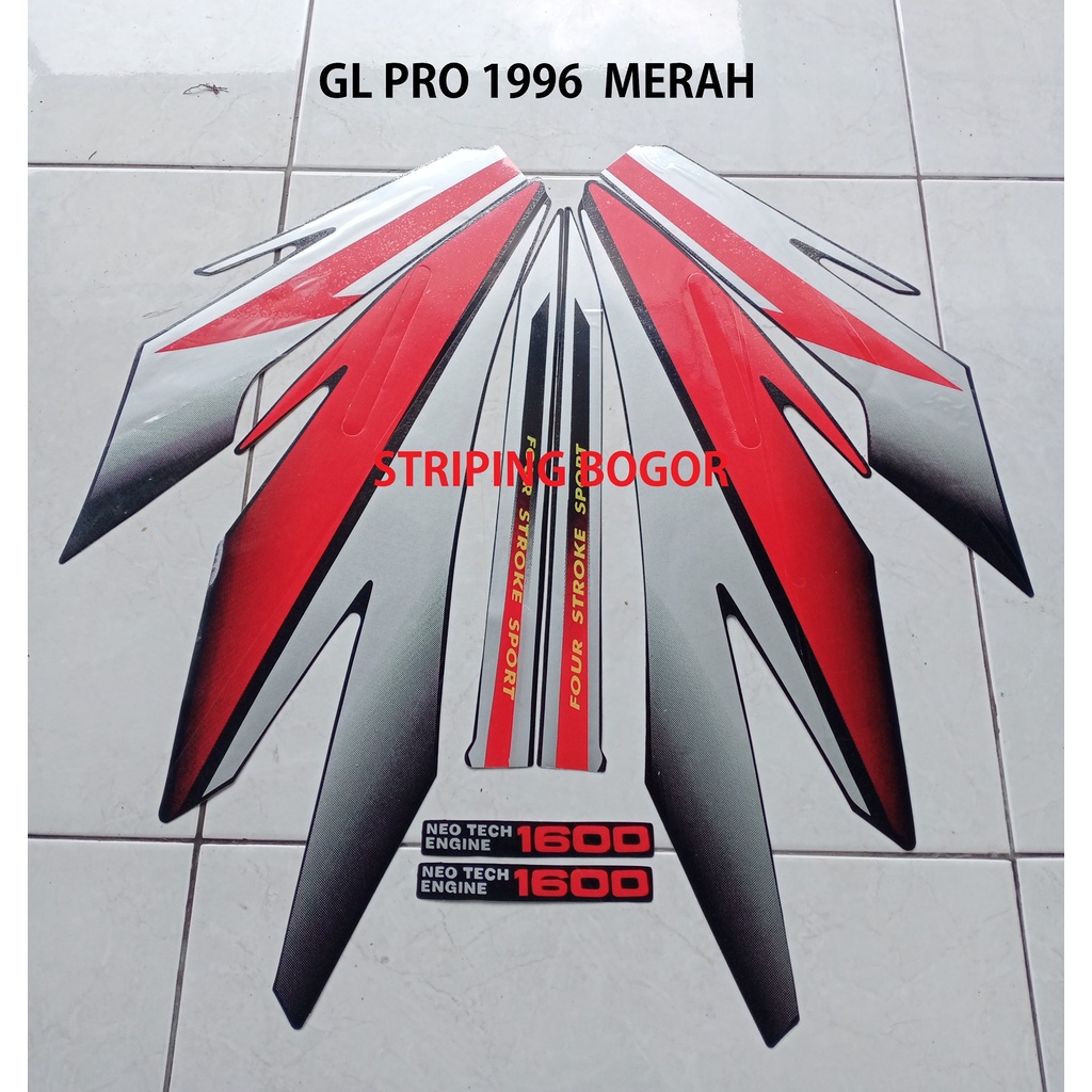 Striping Stiker Lis Motor Honda GL Pro 1996 Merah
