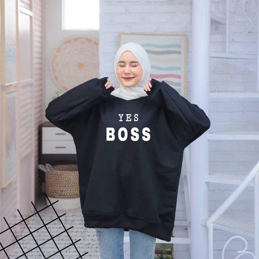 damai fashion jakarta - baju atasan SWEATER YES BOSS - konveksi murah tanah abang