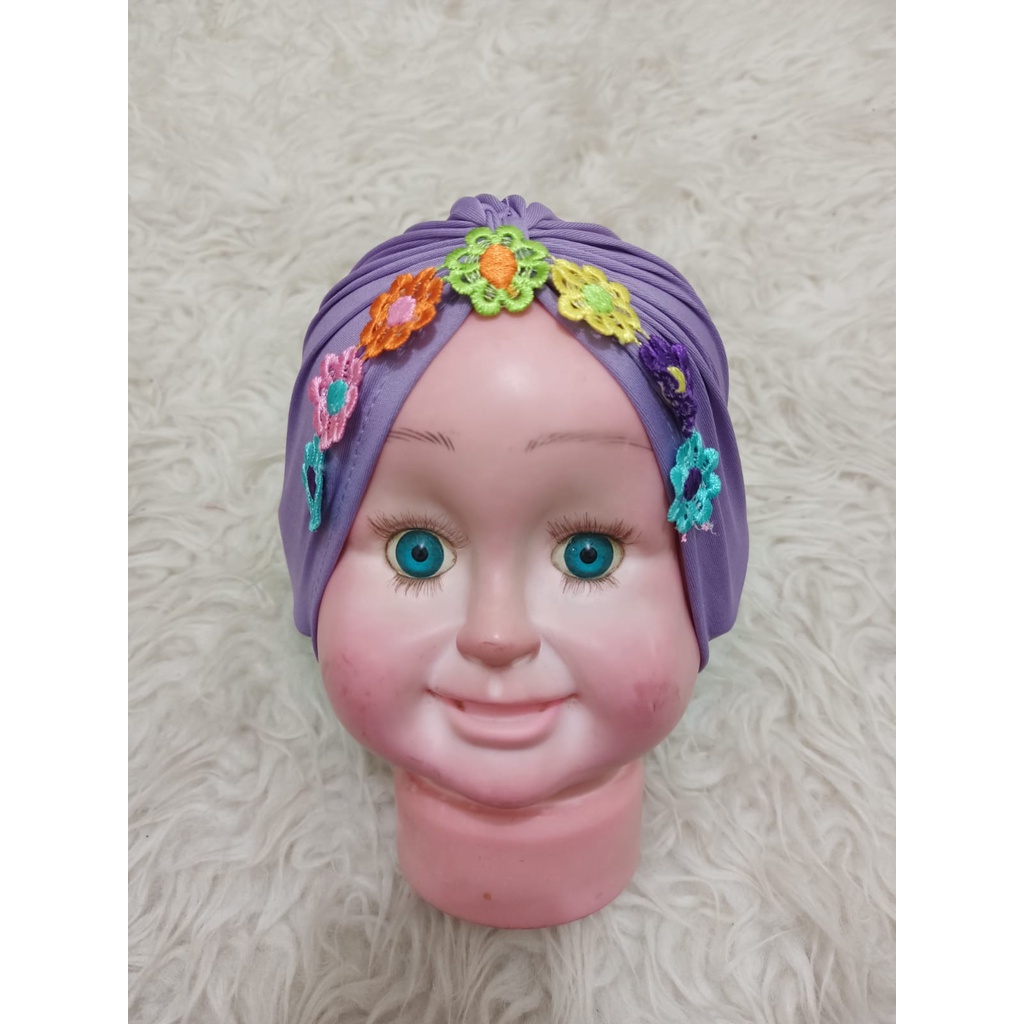 ALFATIH STORE / Turban Baby Renda Bunga / Turban Murah / 5pcs Mix warna