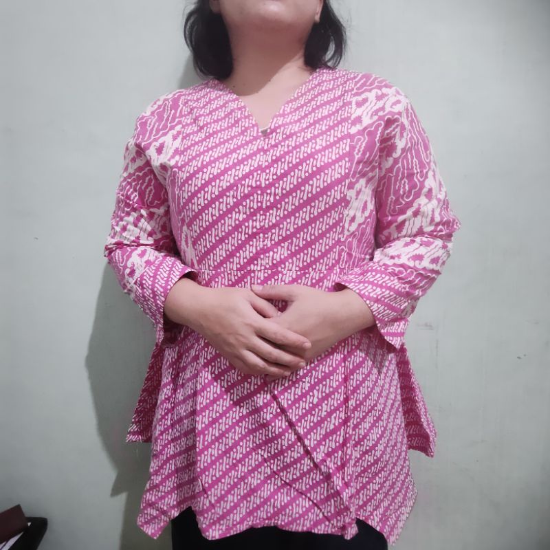 Blouse batik preloved/baju batik/atasan batik wanita/batik preloved/batik bigsize preloved/good cond