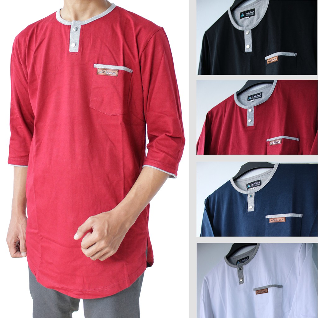 Busana Muslim Pria Koko Kaos Kurta Best Style Muslim Baju Atasan Model Kekinian Bisa (COD)