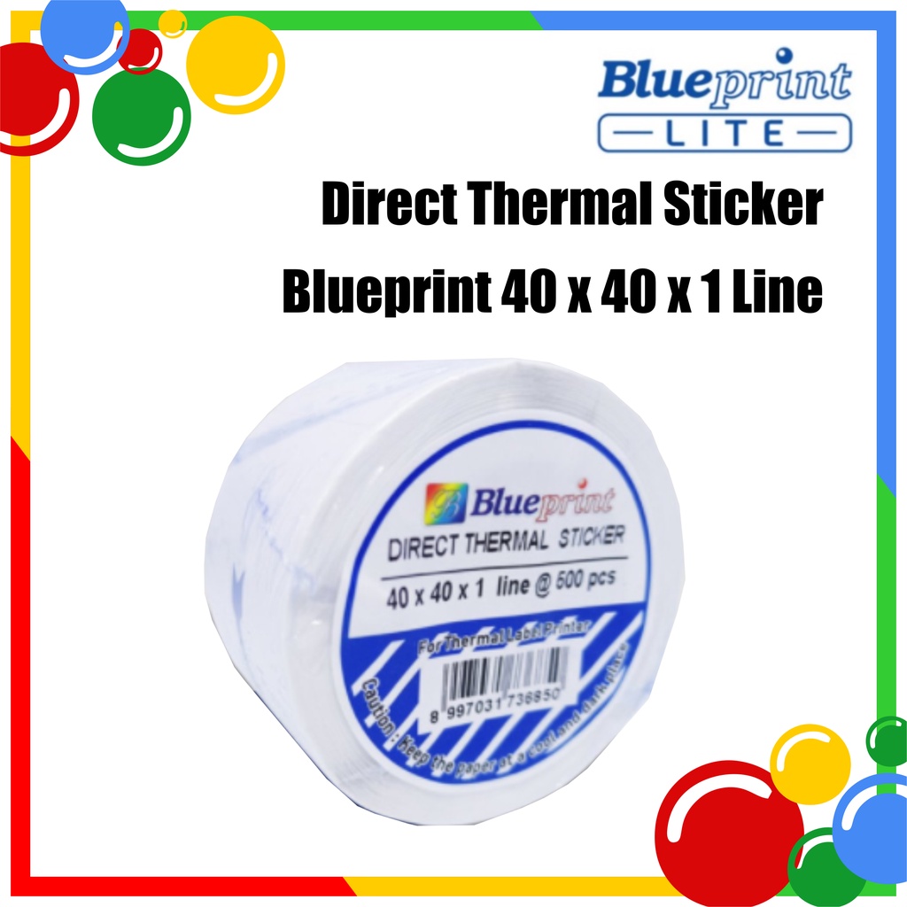 

Direct Thermal Sticker / Label Stiker BLUEPRINT 40x40x1 Line Isi 500