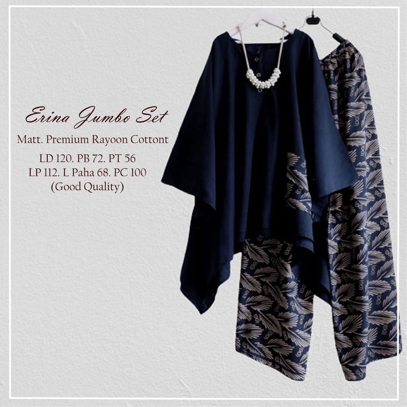 SETELAN WANITA JUMBO XXL &amp; ALL SIZE LD 130 CM WAKA ERINA/ ONE SET TYDE/ DAILY SET RAYON MOTIF/PIYAMA KATUN PREMIUM