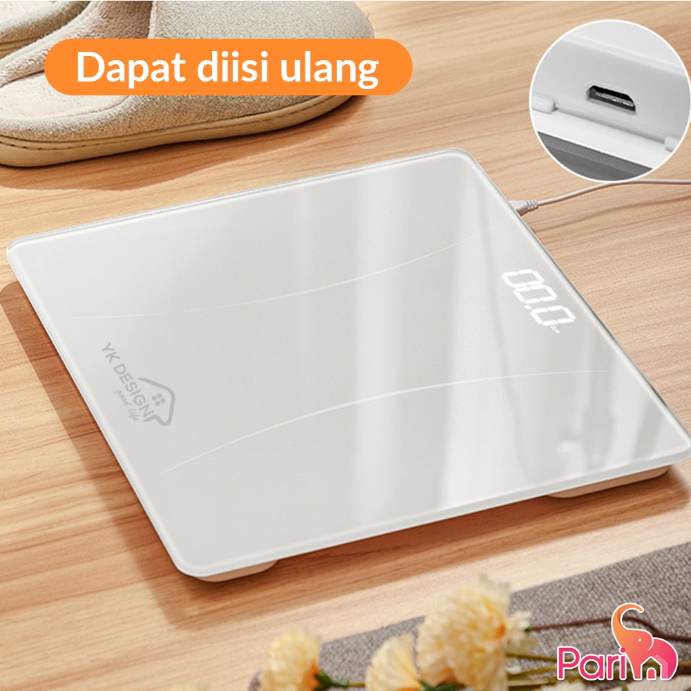 TIMBANGAN Timbangan Berat Badan Mini Digital BODY 180 KG Recharger USB YK DESIGN YK-169A