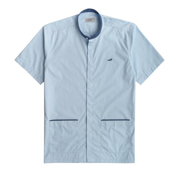 Crocodile KOKO 0858 Blue - Men Shirt Kemeja Koko Lengan Pendek