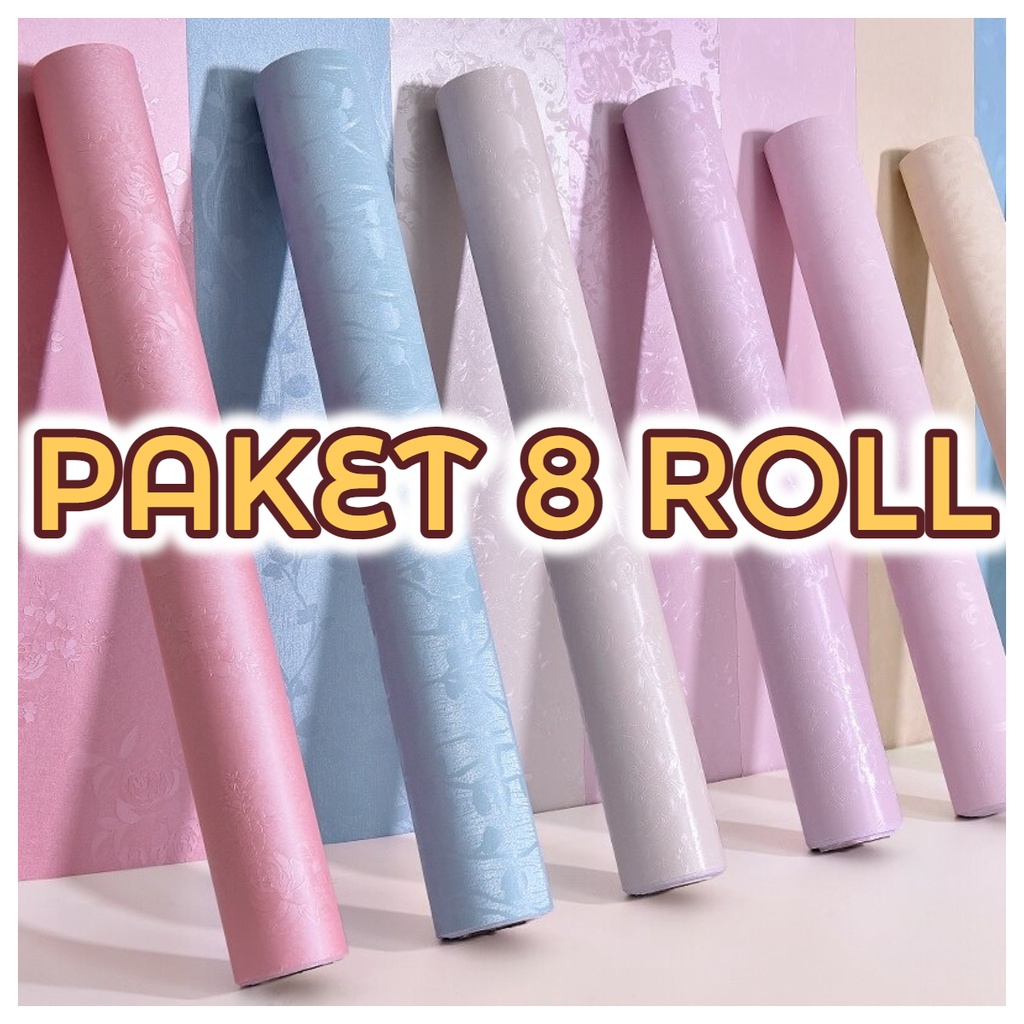 Termurah 8 Roll DAPAT BANYAK Wallpaper Dinding / Bahan PVC Anti Air / Walpaper Stiker Dinding Kamar Tidur