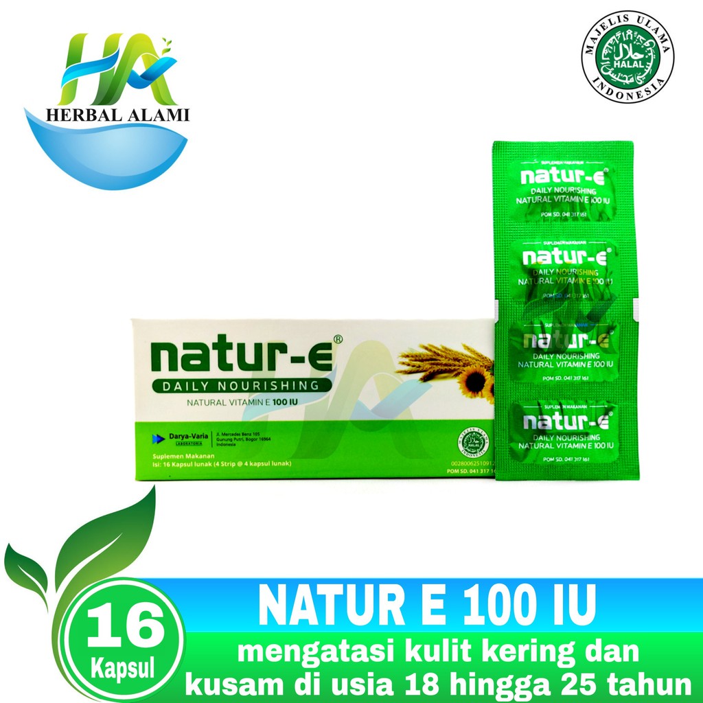 Natur E 100 IU isi 16 Tablet  - Satu Box - Natur - E kesehatan kulit