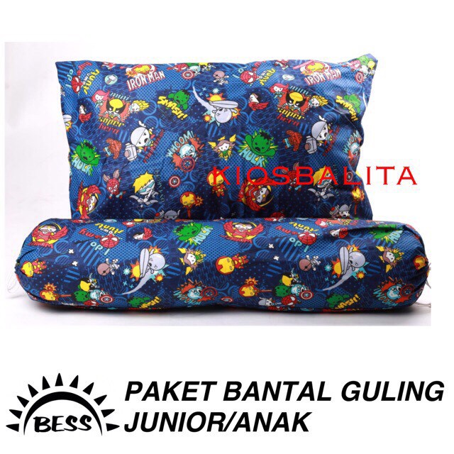 PAKET BANTAL GULING ANAK BALITA JUNIOR / BANTAL GULING SILIKON PLUS SARUNG BANTAL MOTIF