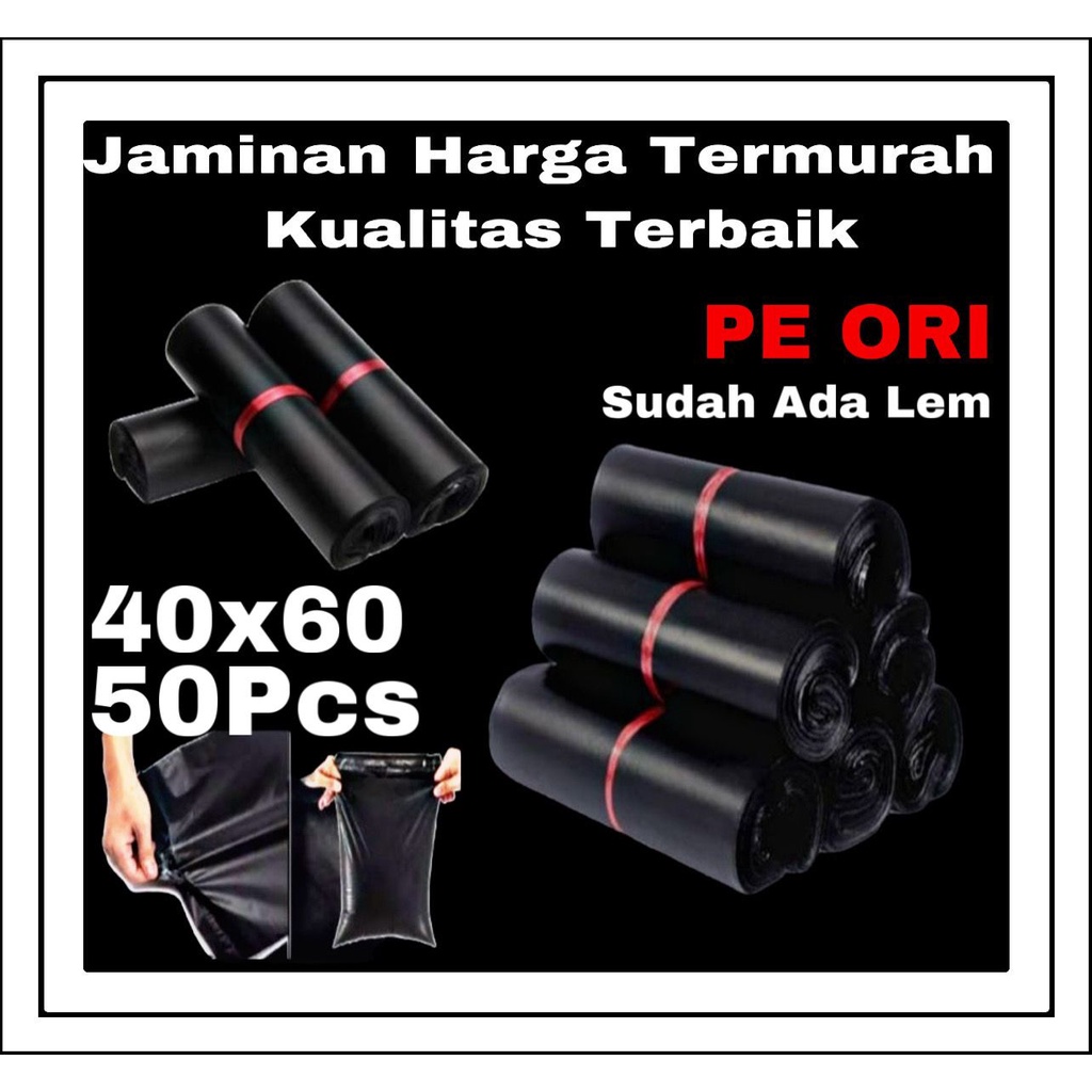 

POLYMAILER 40X60 CM 50PCS PE HITAM GLOSSY / PLASTIK PACKING ONLINE / PLASTIC POLYMAILER