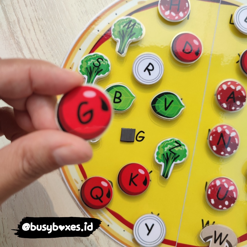 [busyboxes.id] KAPITAL Busy Page busypage Worksheet abjad lembar kerja paud Mainan Edukasi mencocokan huruf  alphabet pizza huruf montessori