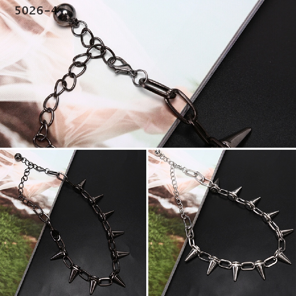 5026-4 New Spike Rivet Punk Collar Necklace Goth Rock Biker Link Chain Choker Jewelry 5026-4