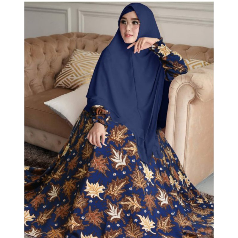 GAMIS BATIK KLOK 4M / GAMIS SYARI SET KHIMAR /GAMIS BAHAN MONALISA PREMIUM [SIZE XL]