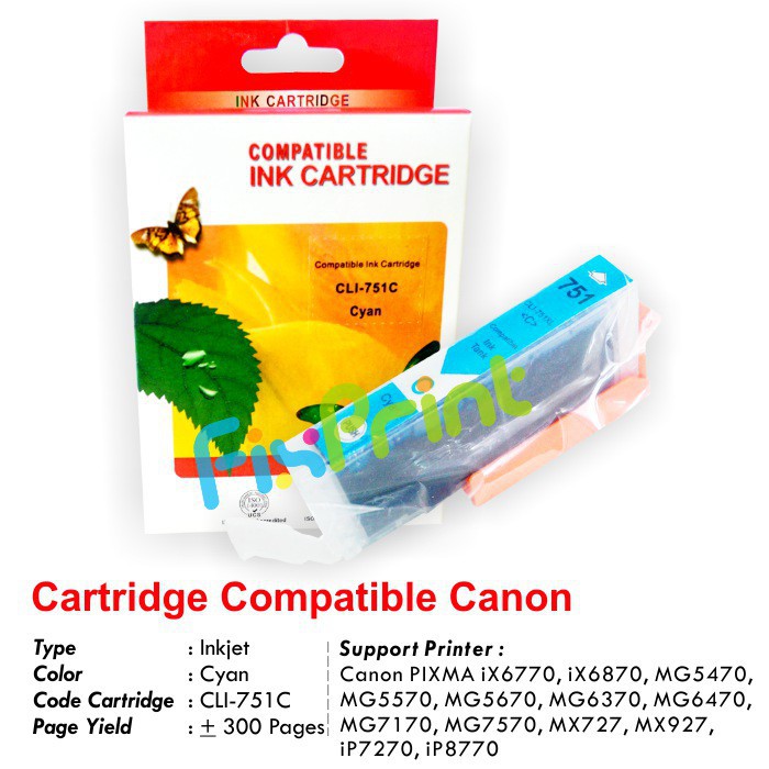 Cartridge Tinta Canon 750 751 PGI750 CLI751 Printer iX6770 iX6870 iP7270 Compatible Original Qualit