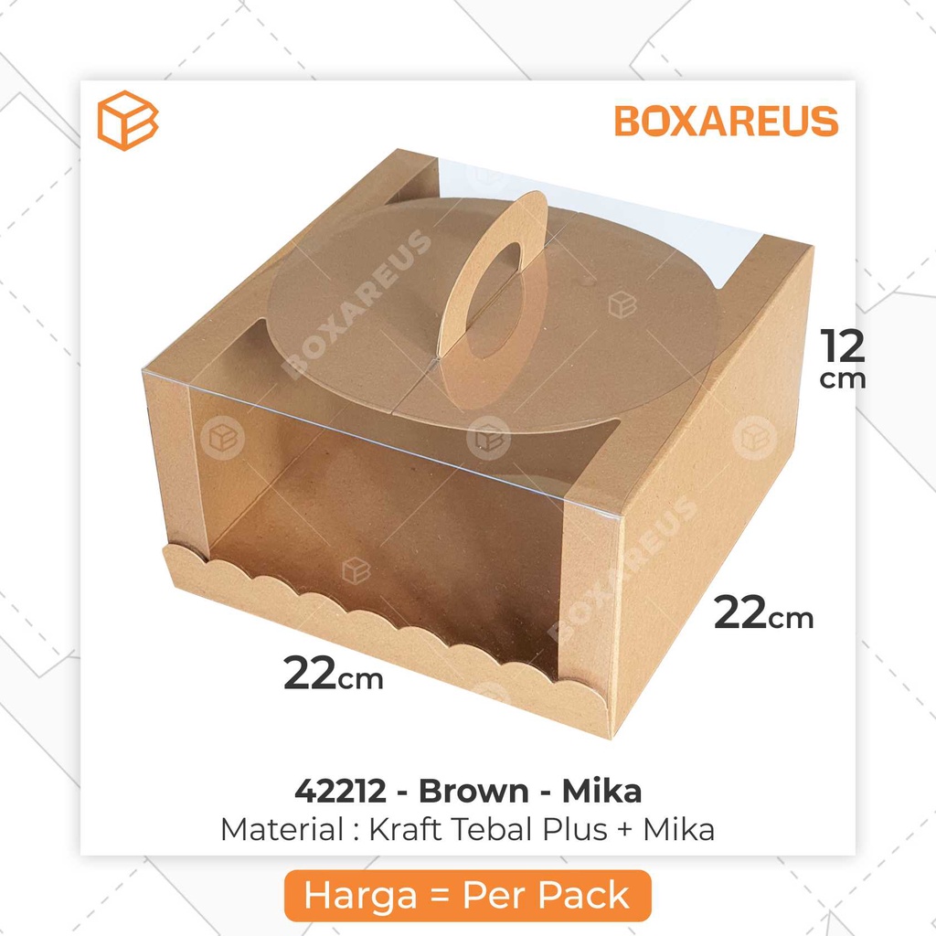 Box Mika Kotak Kue Cake Packaging Transparent Dus Handle Bening | 42212 (10pc)