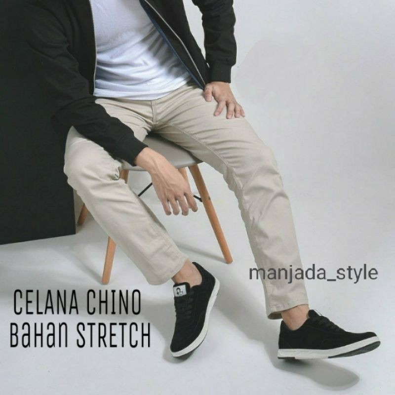 Celana Chino Panjang Pria Slimfit Kerja Harian Santai Casual Formal Hitam Abu Cream Mocca Size 27-38