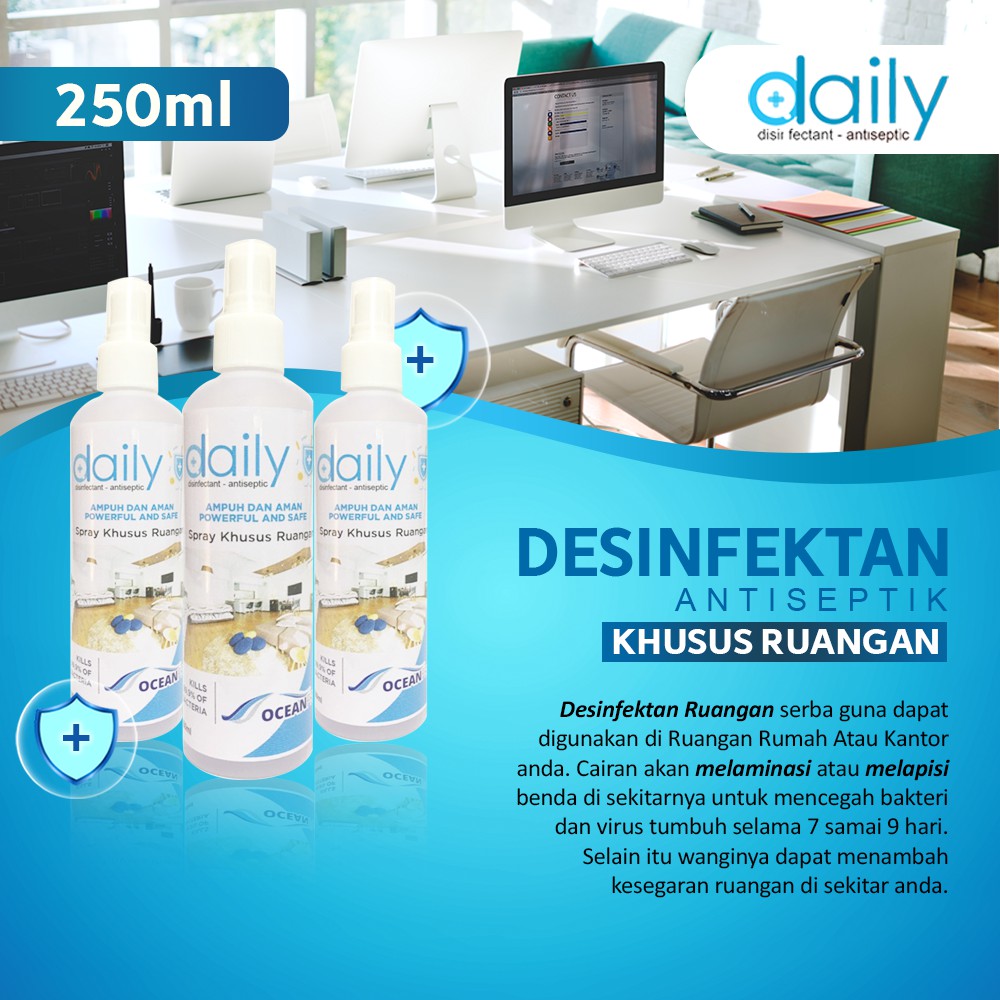 DAILY DESINFEKTAN CAIR ANTISEPTIC SPRAY 250ML + 5 LITER 5L KHUSUS RUANGAN