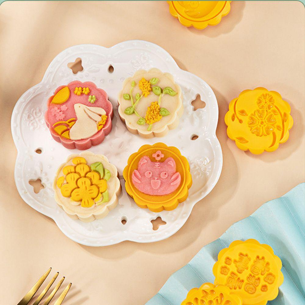 [Elegan] Cetakan Mooncake Lucu Untuk Memanggang Kue Kacang Plum Blossom Hand Press|Cetakan Kue Mangkok