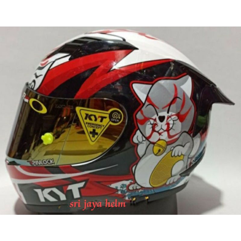 HELM KYT R10 PAKET GANTENG KABUKI WHITE/RED