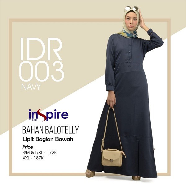INSPIRE DRESS IDR 03 BALOTELLI FASHION MUSLIMAH GAMIS REMAJA ANAK KULIAH PONDOK SERAGAM PENGAJIAN